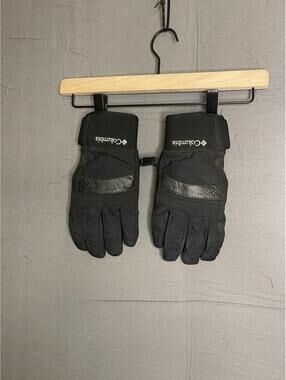 Columbia Mens M Omni-Heat Black Ski Snow Gloves Leather Palm